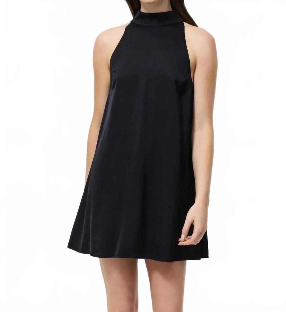 NEW FRENCH CONNECTION ennis satin babydoll mini dress in black